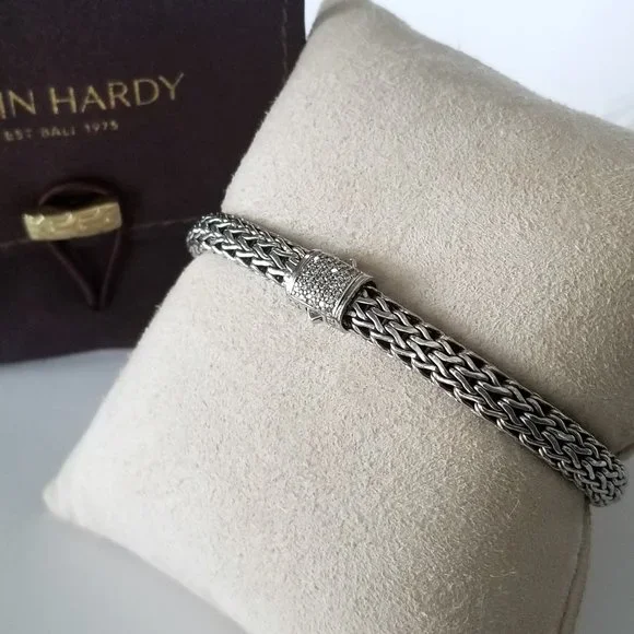 SOLD - JOHN HARDY Classic Diamond Collection Sterling Silver Bracelet - $1195 - Picture 3 of 8